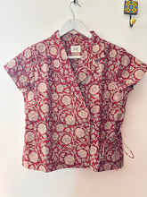Load image into Gallery viewer, Ajrakh floral wrap top