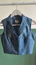 Load image into Gallery viewer, Indigo striped crop blouse