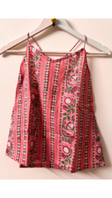 Load image into Gallery viewer, pink / green printed cotton criss cross top