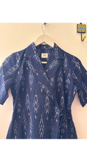 Load image into Gallery viewer, Blue ikat wrap top