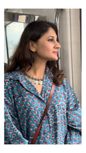 Load image into Gallery viewer, Blue ajrakh oversized shirt