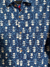 Load image into Gallery viewer, INDIGO PRINTED COTTON SHIRT