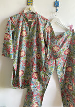Load image into Gallery viewer, GREY FLORAL COTTON SLEEP WEAR