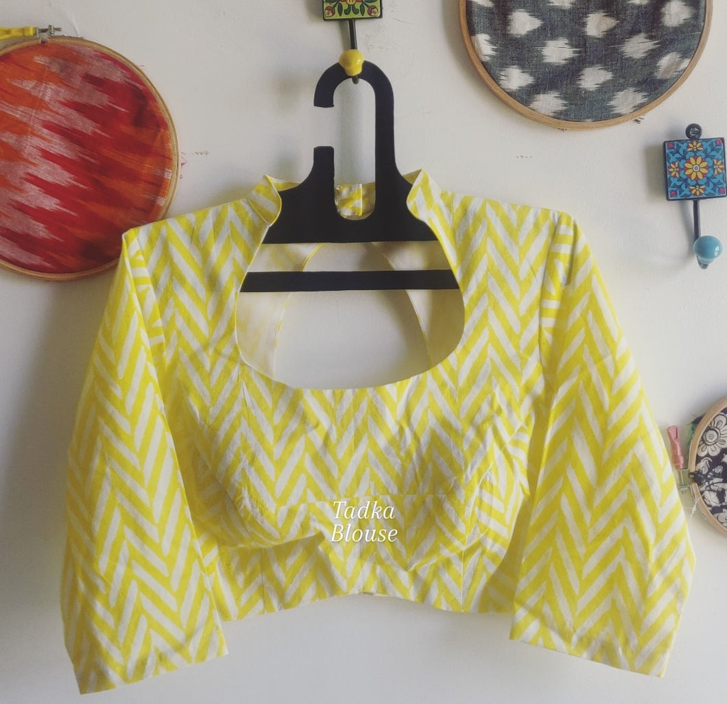 CHEVRON PRINTED COTTON BLOUSE