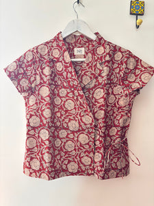 Ajrakh floral wrap top
