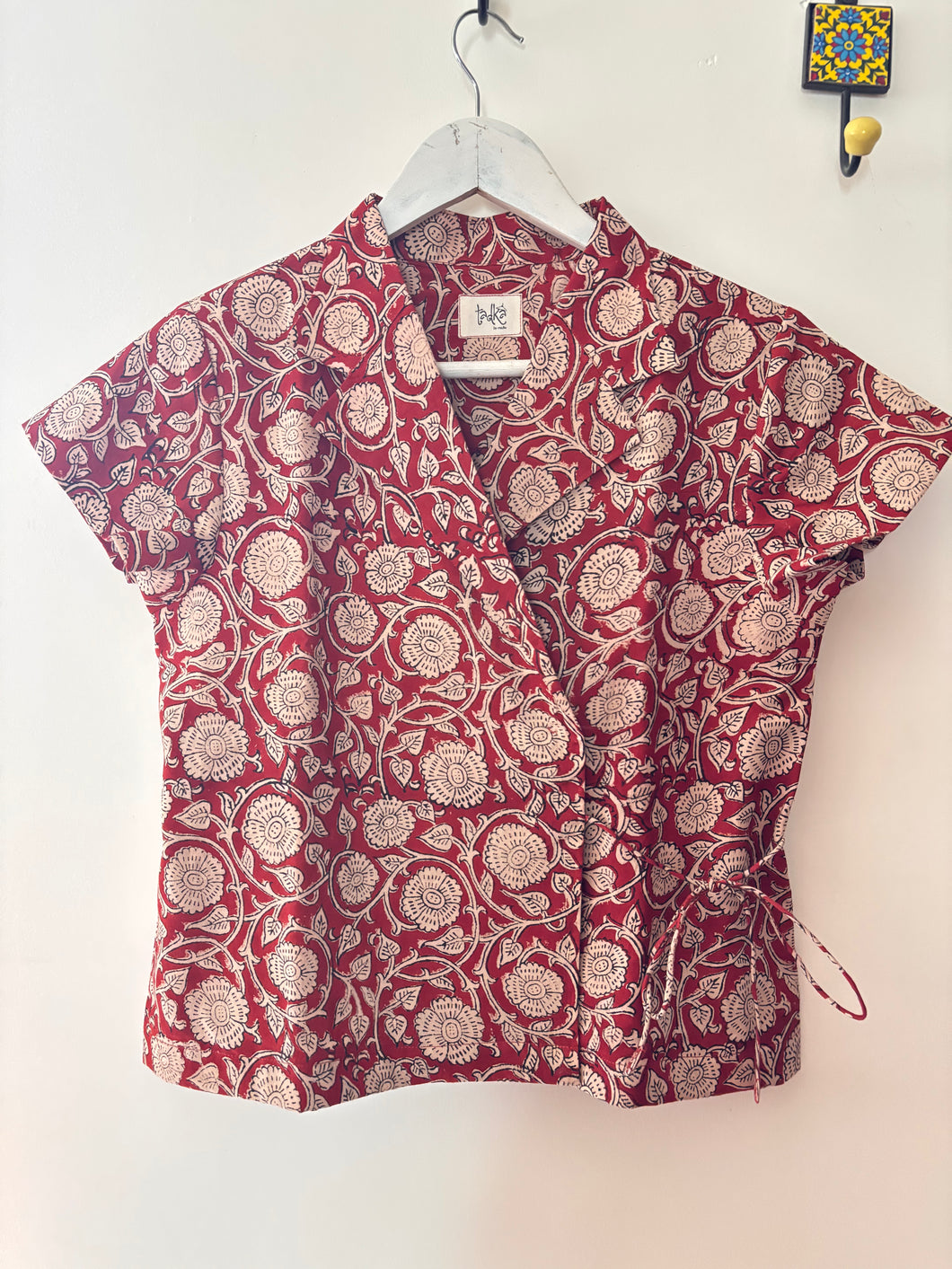 Ajrakh floral wrap top