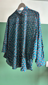 Blue ajrakh oversized shirt