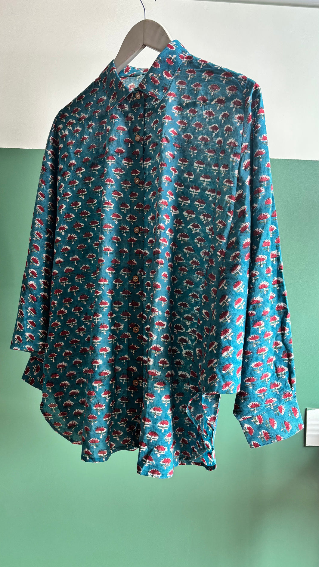 Blue ajrakh oversized shirt