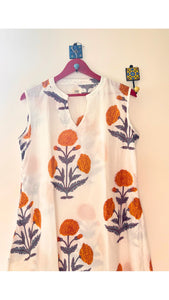 Floral block printed dress
