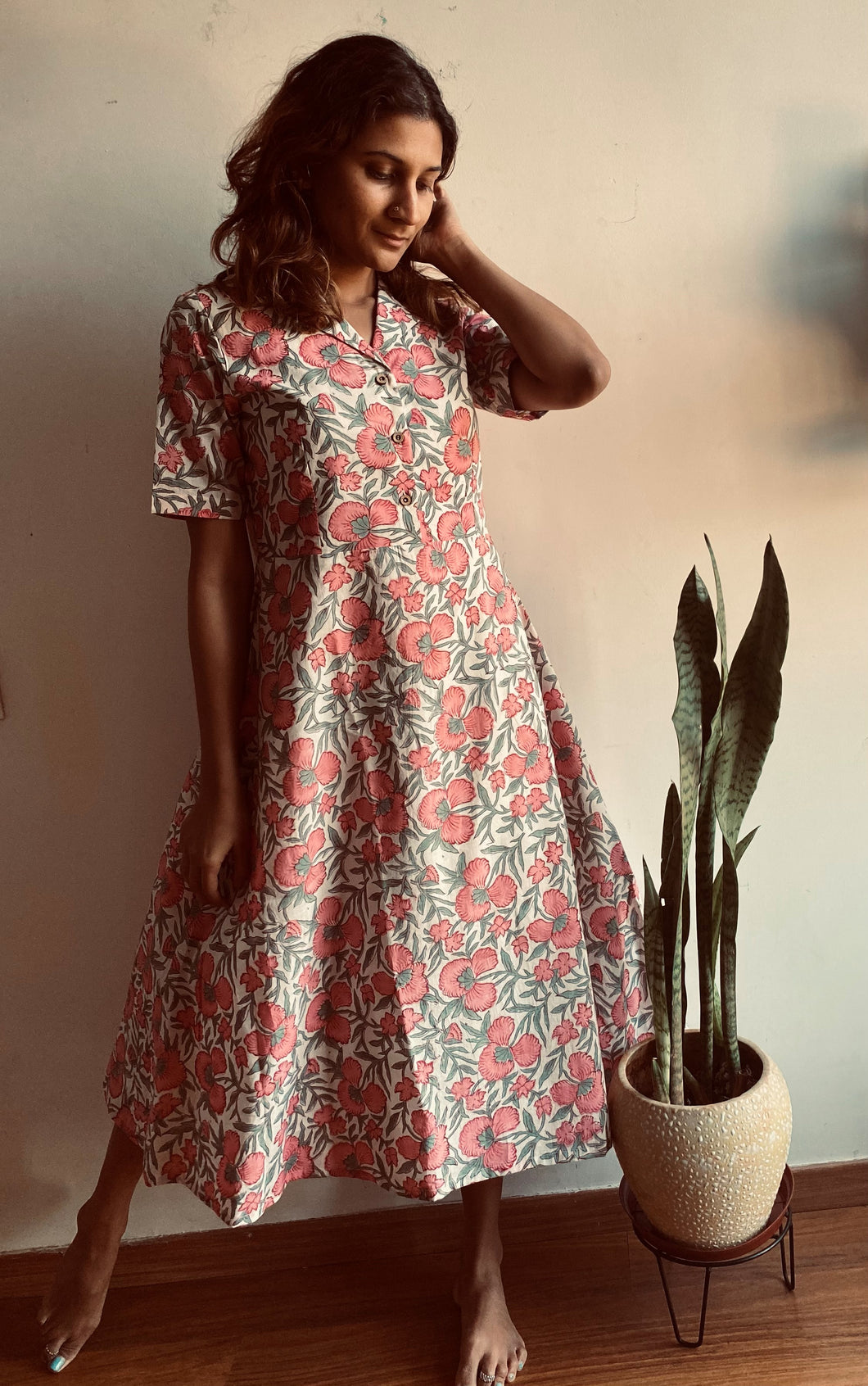 FLORAL COTTON DRESS – Tadka By Madhu FLORAL COTTON DRESS – Tadka By Madhu