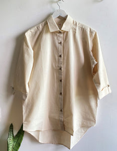 BEIGE SOLID OVERSIZED SHIRT