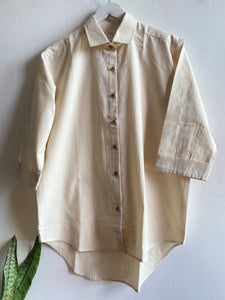 BEIGE SOLID OVERSIZED SHIRT